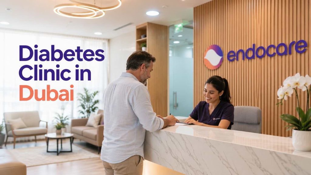 Reception at Endocare Clinic, the diabetes clinic in Dubai Healthcare City