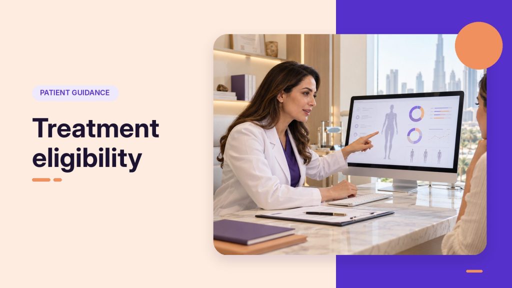 Treatment eligibility: doctor reviewing body composition results with a patient